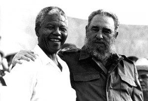 Die beiden Freunde Nelson Mandela und Fidel Castro